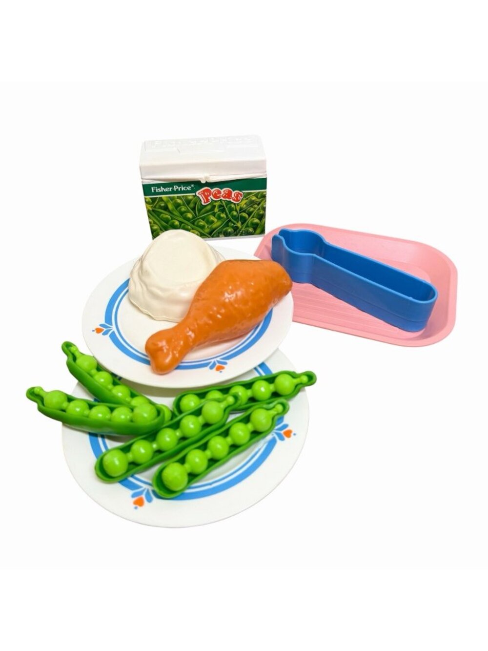 Vintage 1987 Fisher Price Fun With Food Chicken Dinner Play Food Set #2132